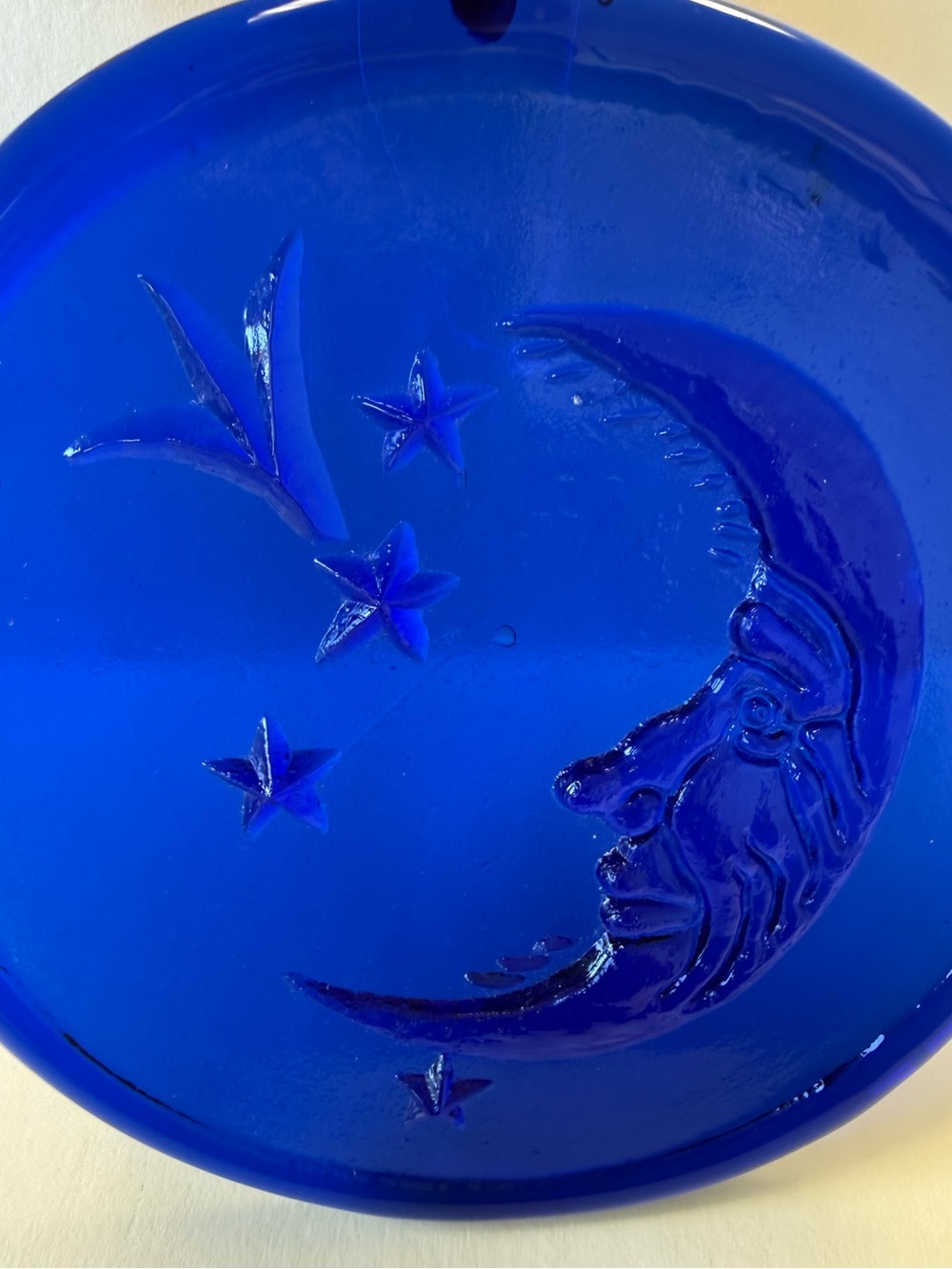 Cobalt Glass Blue Moon & Stars Celestial Large 6” Sun Catcher. - Picture 9 of 13